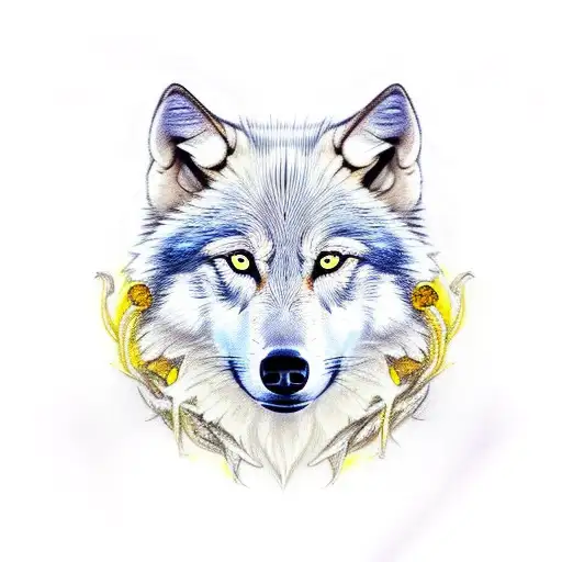 White Wolf With Yellow Eyes