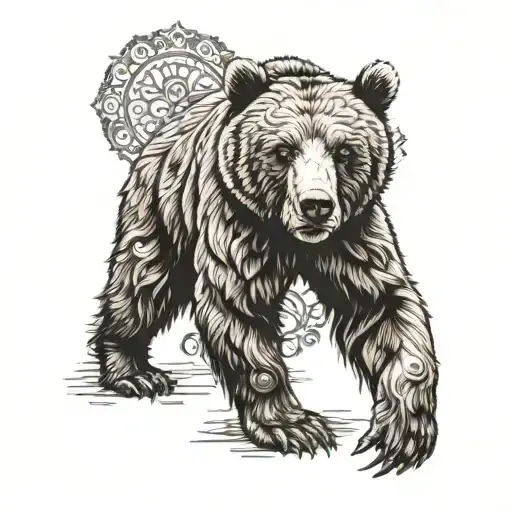 Brown Bear With Black Ornaments