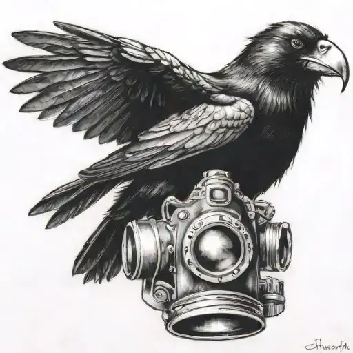 Crow Holding A Gas Mask