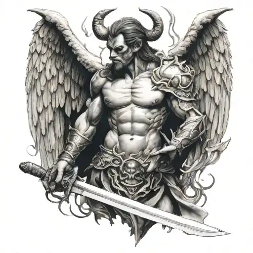 Demon Angel Hybrid Holding Sword