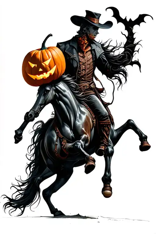 Headless Horseman Standing With Pumpkin Head
