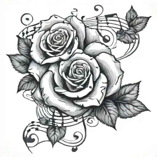 Rose With Music Notes Spiraling