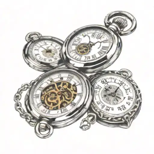 2 Pocket Watches Intertwined Representing The Client's Son's Date Of Birth
