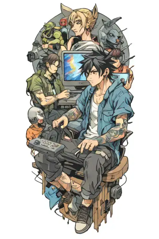 Anime Main Characters Playing Video Games