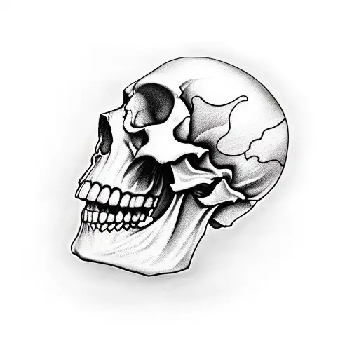 Skull In Profile With Partial Clock Face Around It