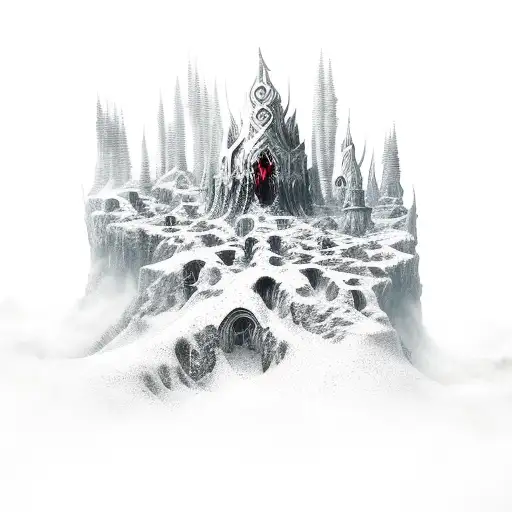 A Dark Fantasy Landscape Featuring The Lich King And A Legion Of Demons