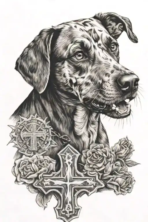 Dog And A Cross Divided Up