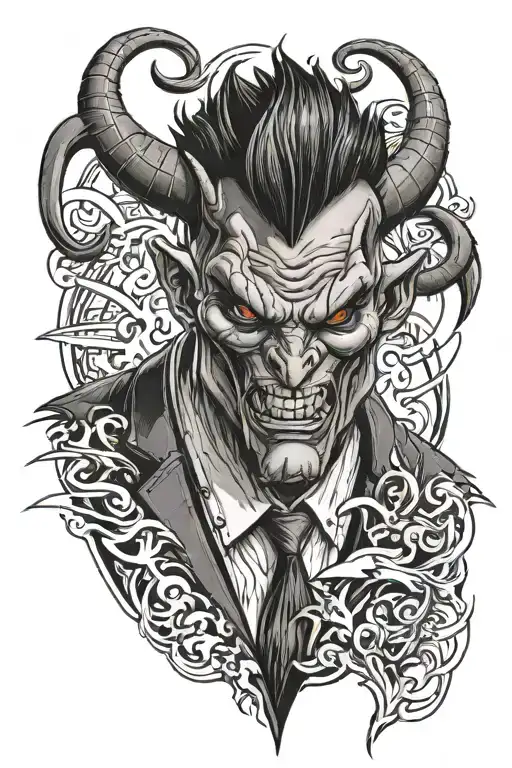 Cartoon Devil Wears A Suit