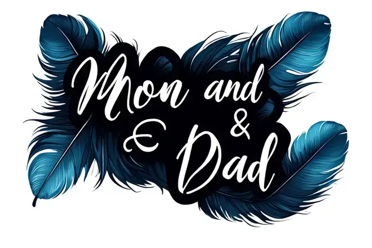 Big Feather Saying Mom And Dad With A Feather Background