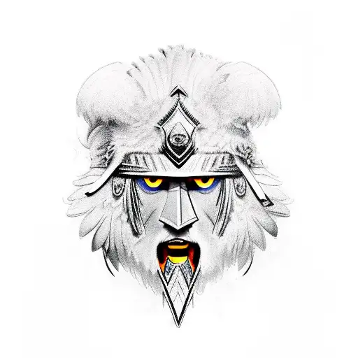 Warrior With A Raven For A Helmet