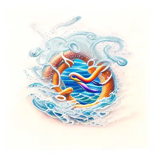 Pretzel With Ocean Scene Inside And Behind It