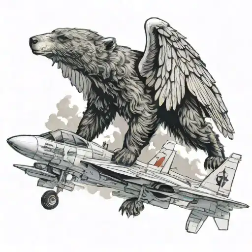 A Majestic Bear Soaring Through The Sky On The Wings Of An F18 Aircraft