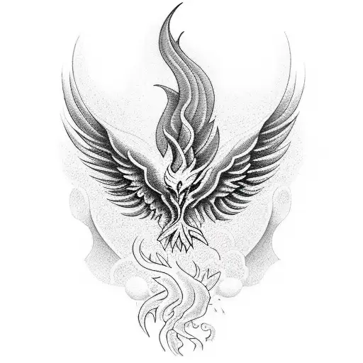 A Blackwork Tattoo Of A Swimmer Transforming Into A Phoenix