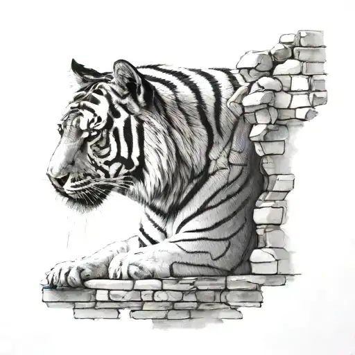 Tiger Looking Over Wall