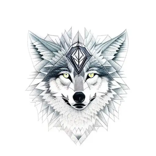 Half Wolf Half Geometry Wolf