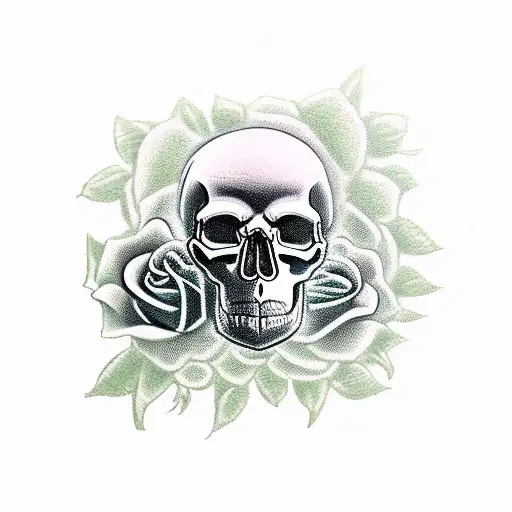 Skull And Roses With Guns And A Women