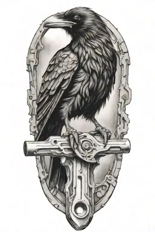 Raven Perched Mechanics Wrench