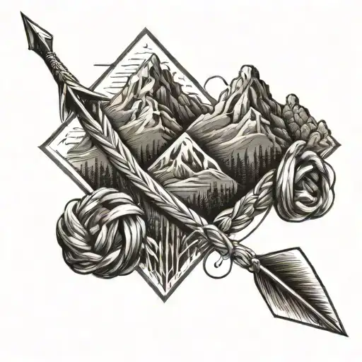 Arrow And Mountain And Knots Symbolizing Friendship