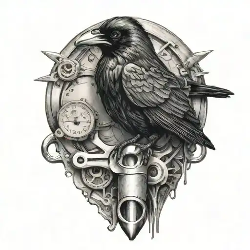 Raven Perched Mechanics Wrench