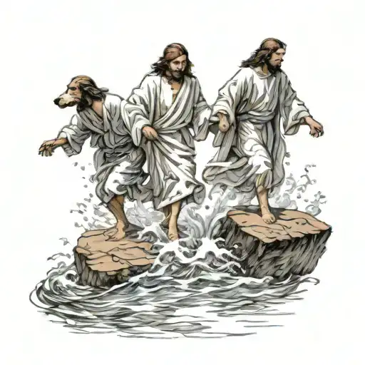 Jesus And Simon Walking On Water Darken Everything
