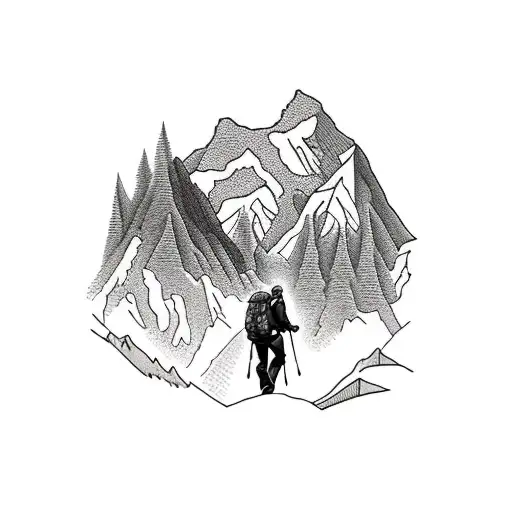Hiker And Mountain