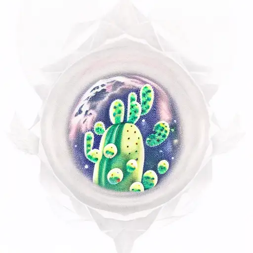 Cactus With Space Theme