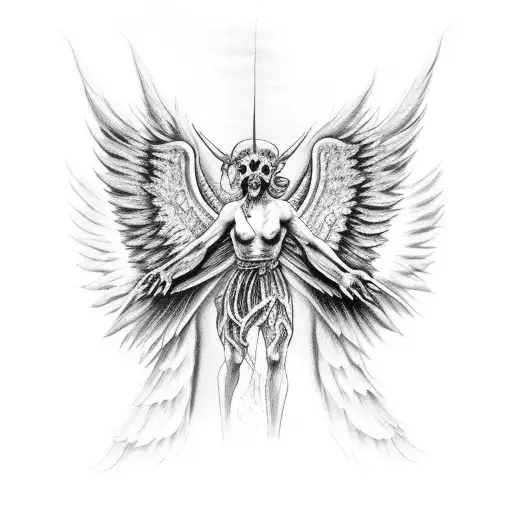 Demon With Angel Wings Hugging The Front Of Its Body