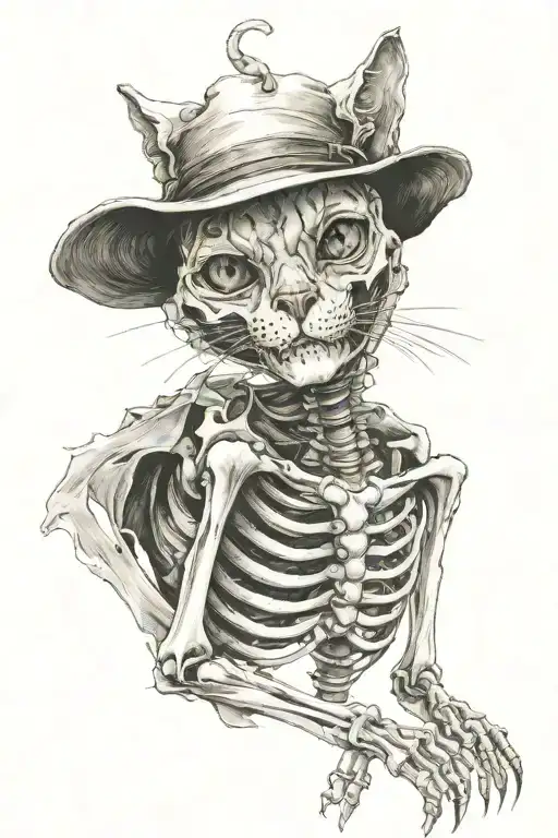 The Skeleton Of A Cat Playing