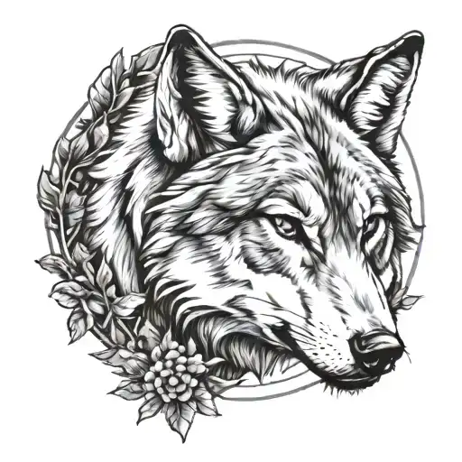 Druid Mixed With Nature Wolf Crescent Moon