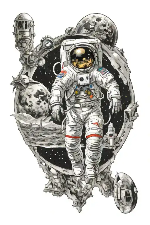 Moon With Space The Astronauts Helemt