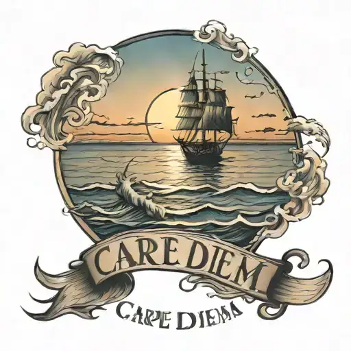 Sunset Over The Ocean With The Words Carpe Diem Underneath It