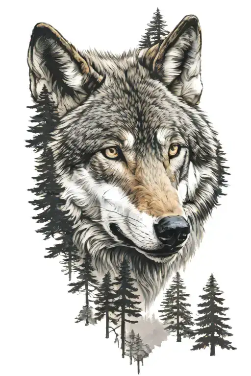 Timber Wolf In Redwoods On The Coast