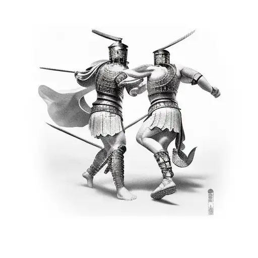 Roman Gladiator Battle Scene