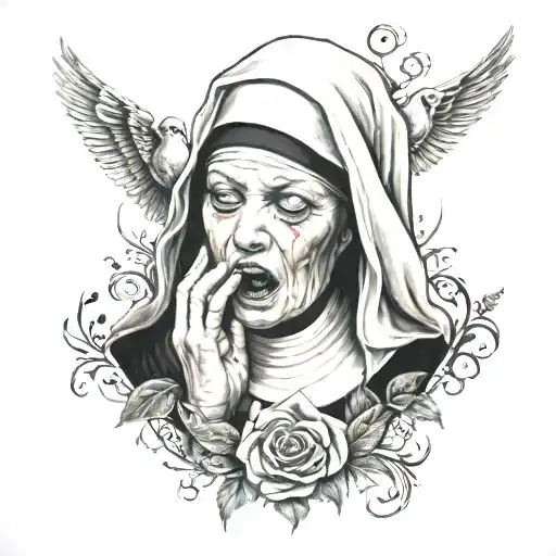 Pretty Nun No Eyes Crying Blood Screaming