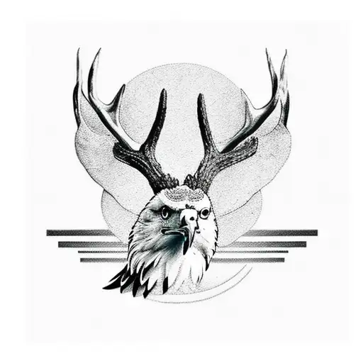 Sleeve With An Eagle Flying And A Deer In A Forest