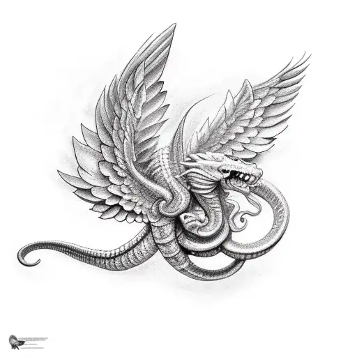 Winged Centaur Fighting Snake