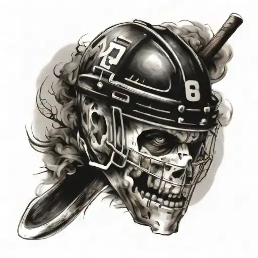 Hockey Player With Skull As Head