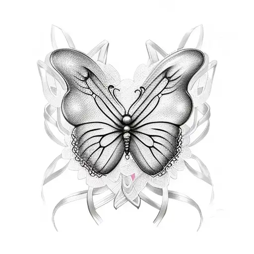Breast Cancer Ribbon Butterfly