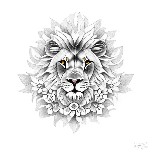 Lion With Flowers