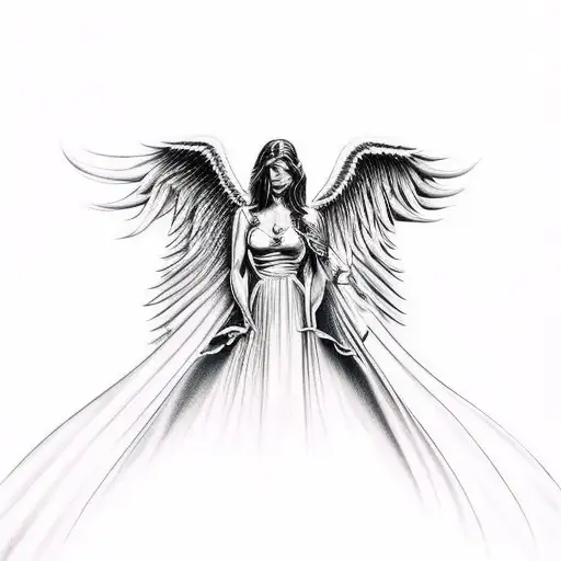 Angel Looking At Evil Angel Through Water