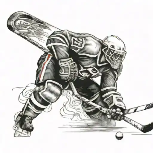 Hockey Player Full Body With Skull As Head