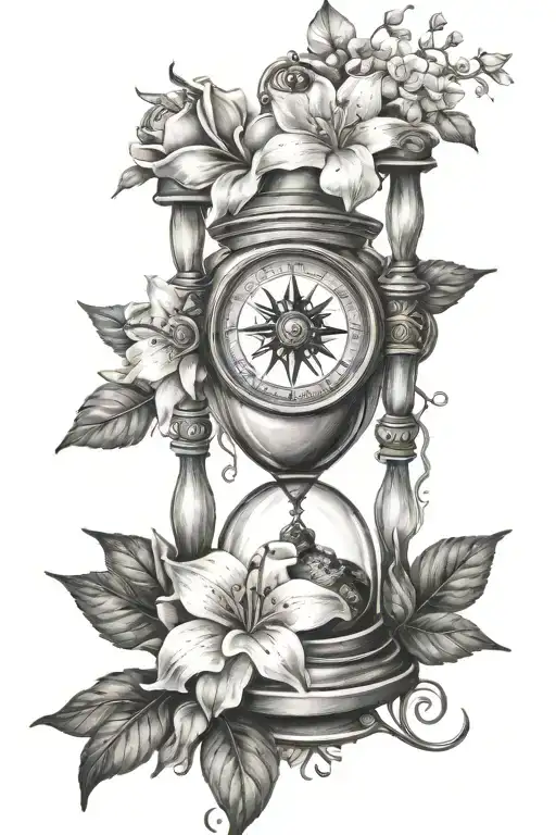 Compass Rose Flowers Hourglass
