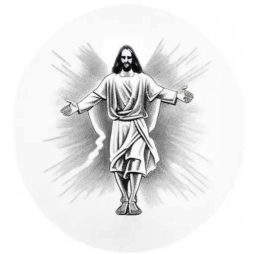 Jesus Holding A Chain In Each Hand While Stretched