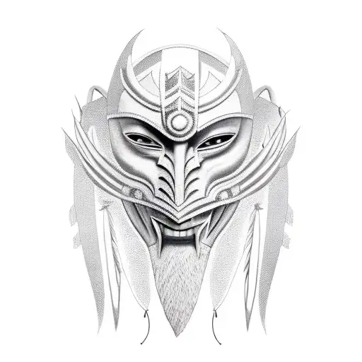 Frieghting African Warrior Mask