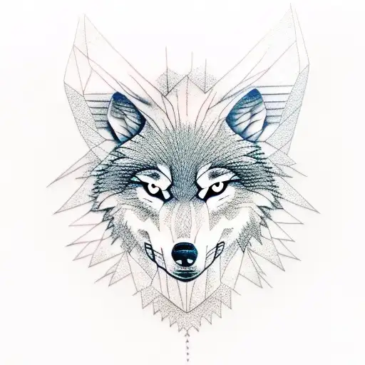 Wolf Head With Trees Around It