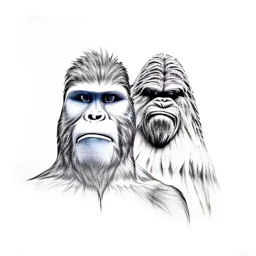 Bigfoot With Two Daughters