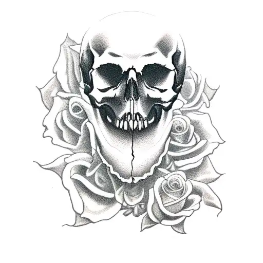 Grim Reaper With Skull And Roses