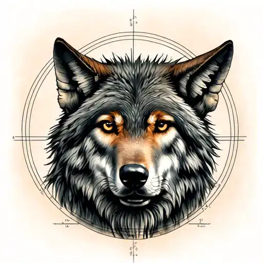 Vitruvian Man Half Body Wolf