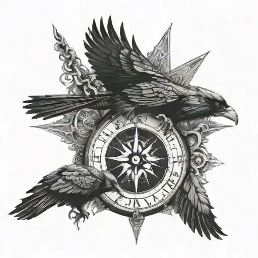 Viking Compass Raven Surrounded