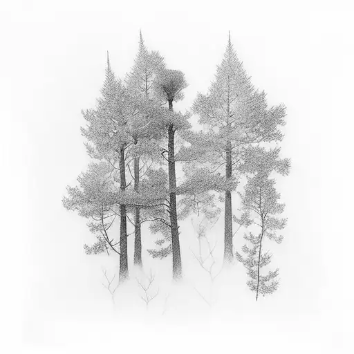 Odin's Ravens Perched On Towering Trees In A Forest